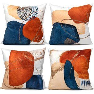 Throw Pillow Covers 18x18 Set of 4 Mid Century Modern Decorative Throw Pillows